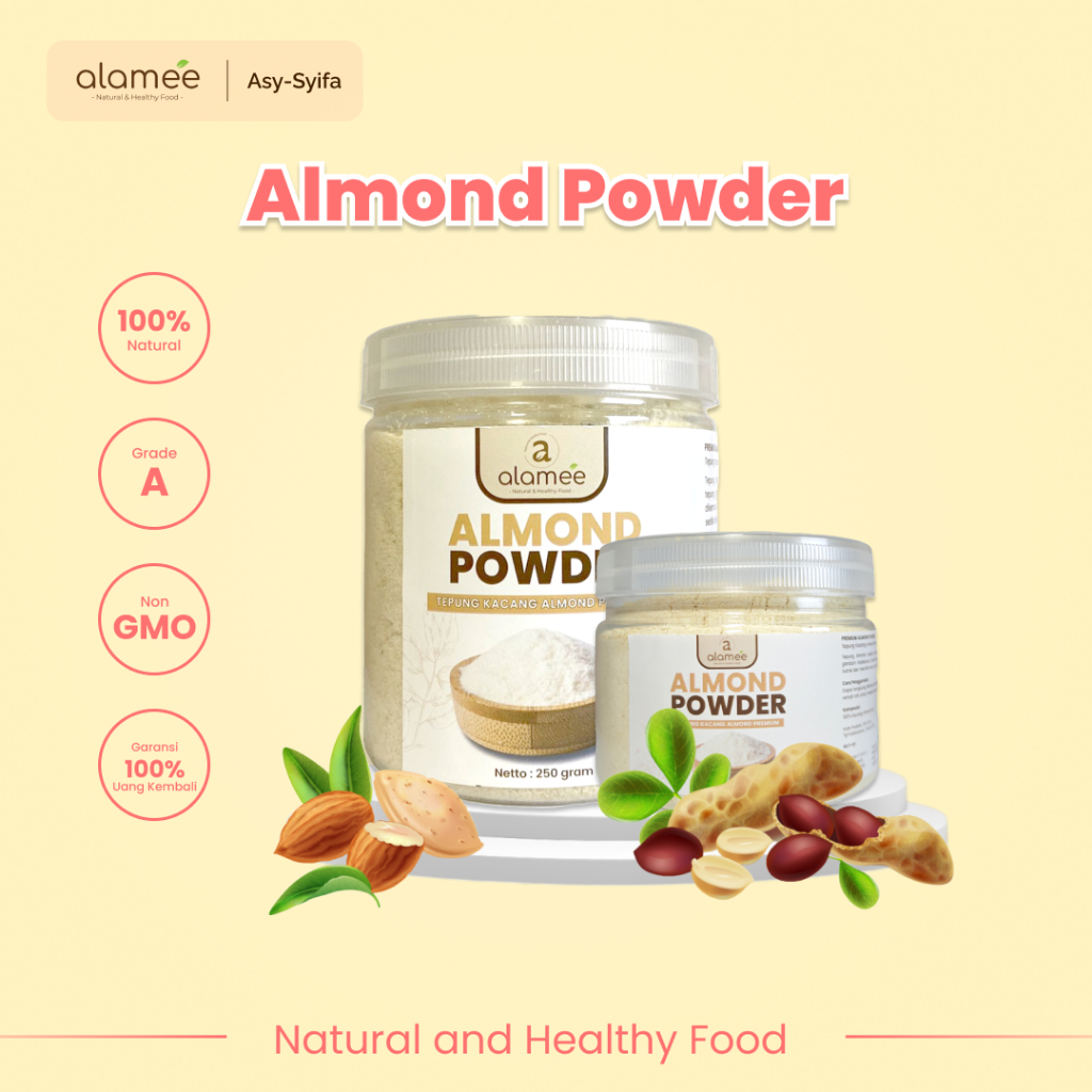 

ALAMEE Tepung Almond PREMIUM Bubuk Almond Powder Almond Flour Tanpa Campuran Gluten FREE 250gr