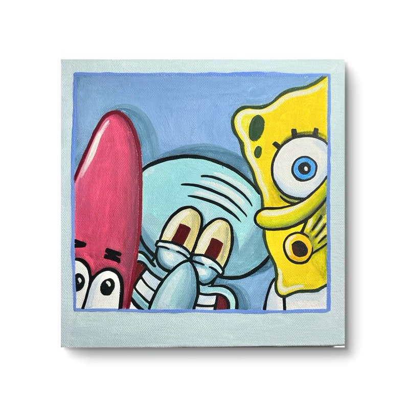 

(READY) LUKISAN GOUACHE CANVAS SPONGEBOB