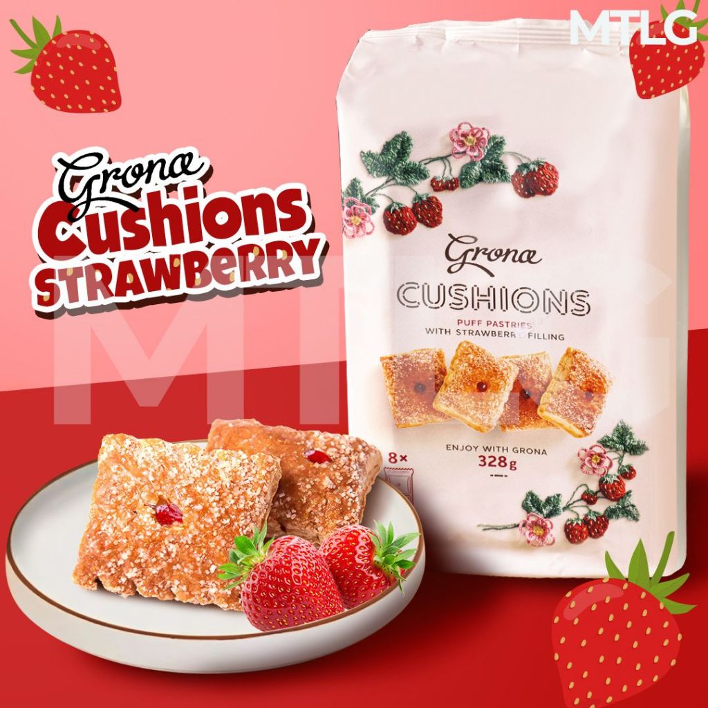 Grona Puff Pastry Cushions : Strawberry [8 pcs x 2 keping]