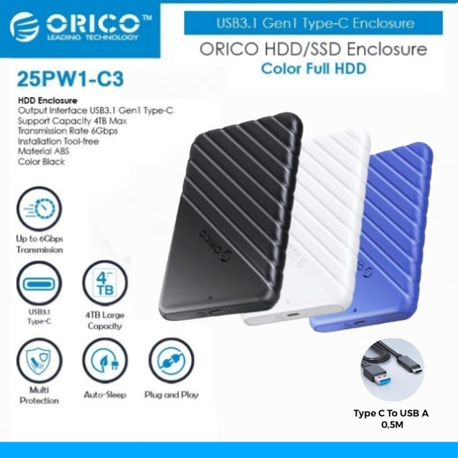 ORICO 25PW1-C 2.5 Inch Usb 3.1 Gen 1 Type C Hard Drive Enclosure