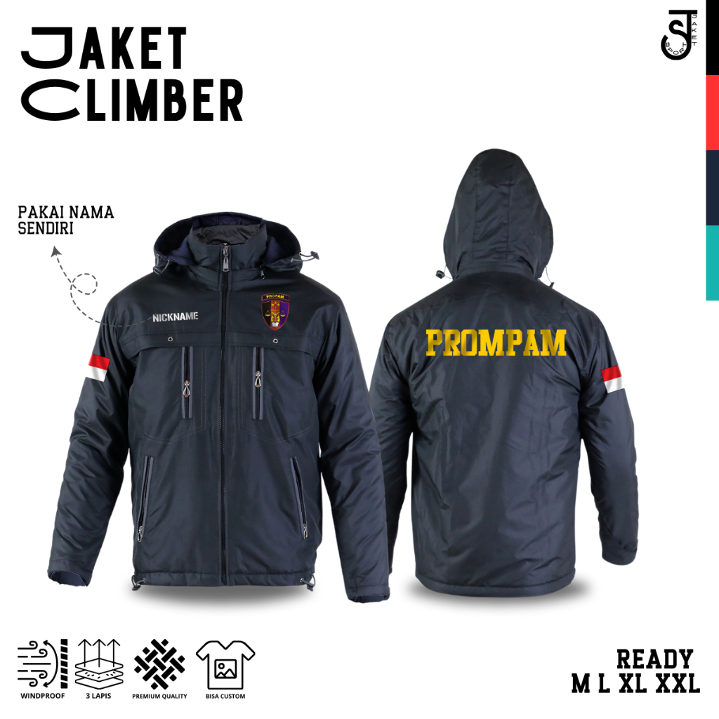 JAKET PROPAM POLRI PARASUT CUSTOM SEMI WATERPROOF SABLON DTF TEBAL TAHAN ANGIN TOURING PATROLI