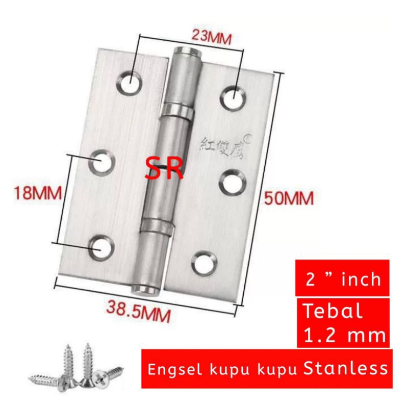 Engsel Kupu - Kupu 2 Inch/ Engsel Pintu/ Engsel Lemari Stainless