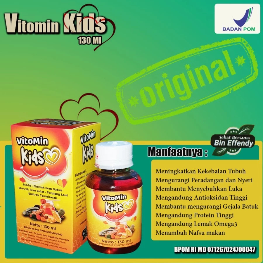 

Madu Anak Napsu Makan Daya Tahan Tubuh Vitomin Kids - 130 ml