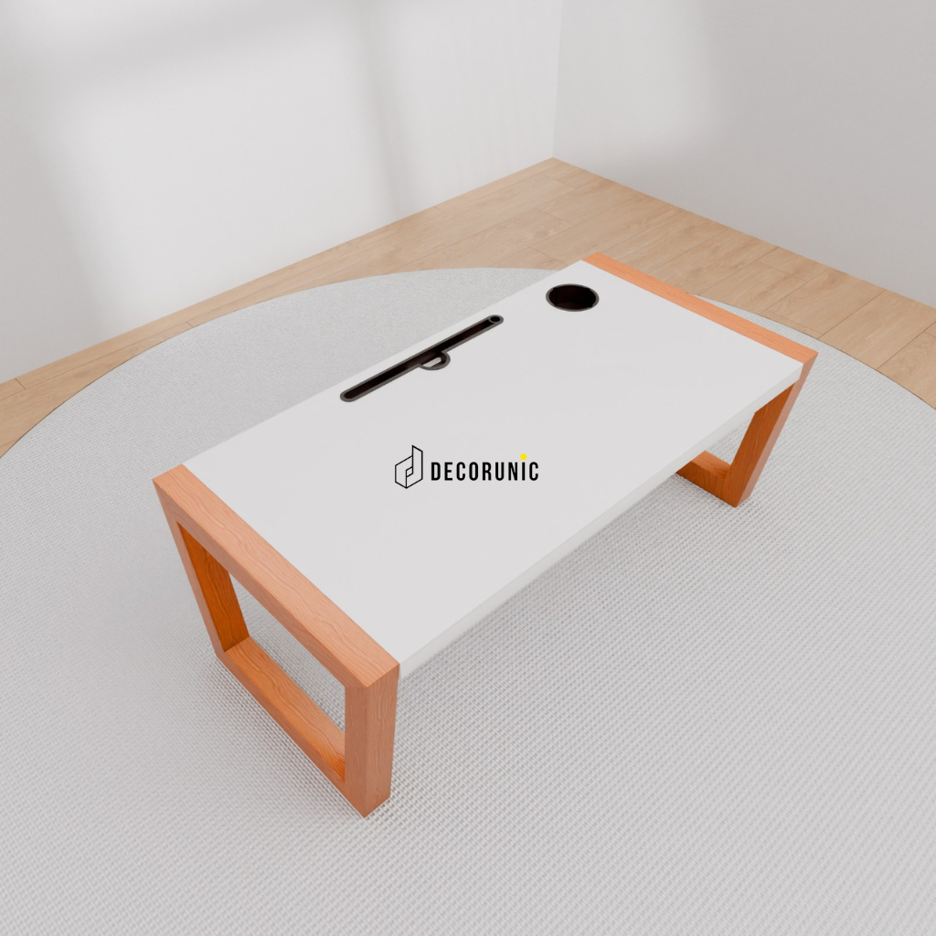 Decorunic Decorunic Meja Belajar Lesehan Meja Santai Minimalis Dengan Tablet Dan Cup Holder Multifun
