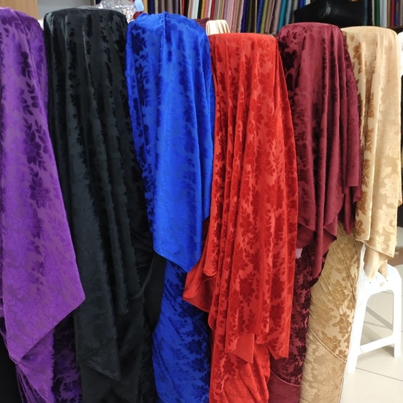 Sale...Bahan kain Bludru motif bunga premium/kain bludru motif