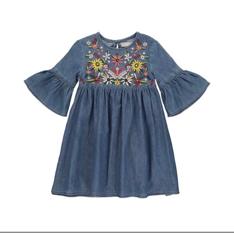 blouse denim Zara bordir