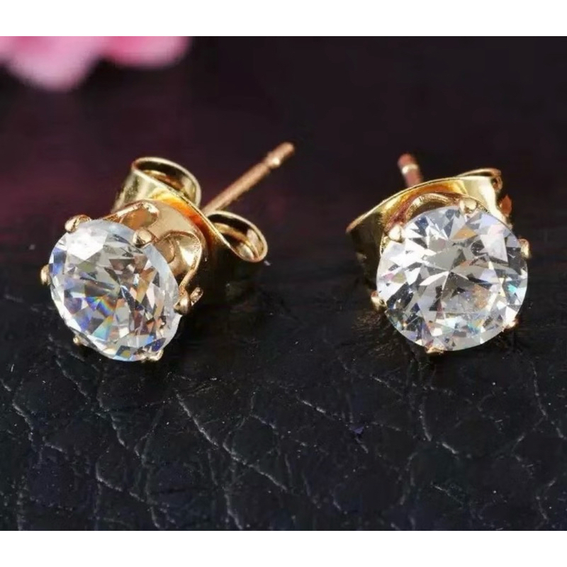 ANTING EMAS STUD BUNGA MAWAR PERHIASAN WANITA TITANIUM