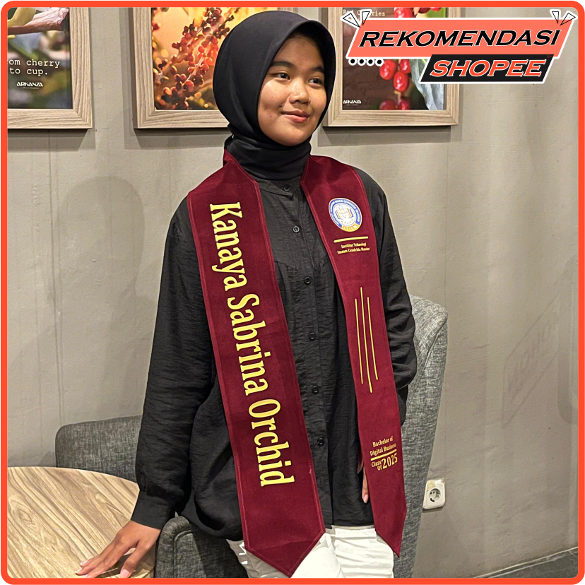Selempang Wisuda Custom Nama Selempang Leher Graduation Bahan Beludru Untuk Kado Wisuda