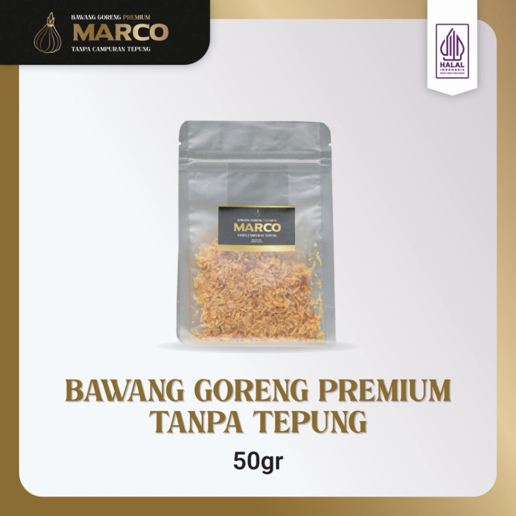 

Bawang Goreng Premium Marco – 50 gram – Krispi Tanpa Tepung & Bebas Minyak