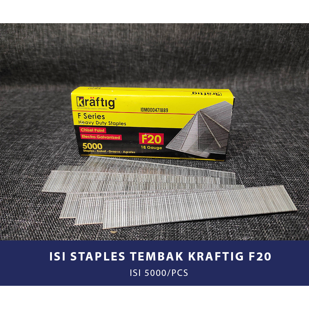 

PAKU TEMBAK/ISI STAPLES TEMBAK KRAFTIG F20 - BAHAN BAKU SOFA/AKSESORIS SOFA/FURNITURE/LEMARI/KURSI/DIVAN/SPRING BED/KASUR/TAS/SEPATU/SANDAL/JOK MOTOR/JOK MOBIL