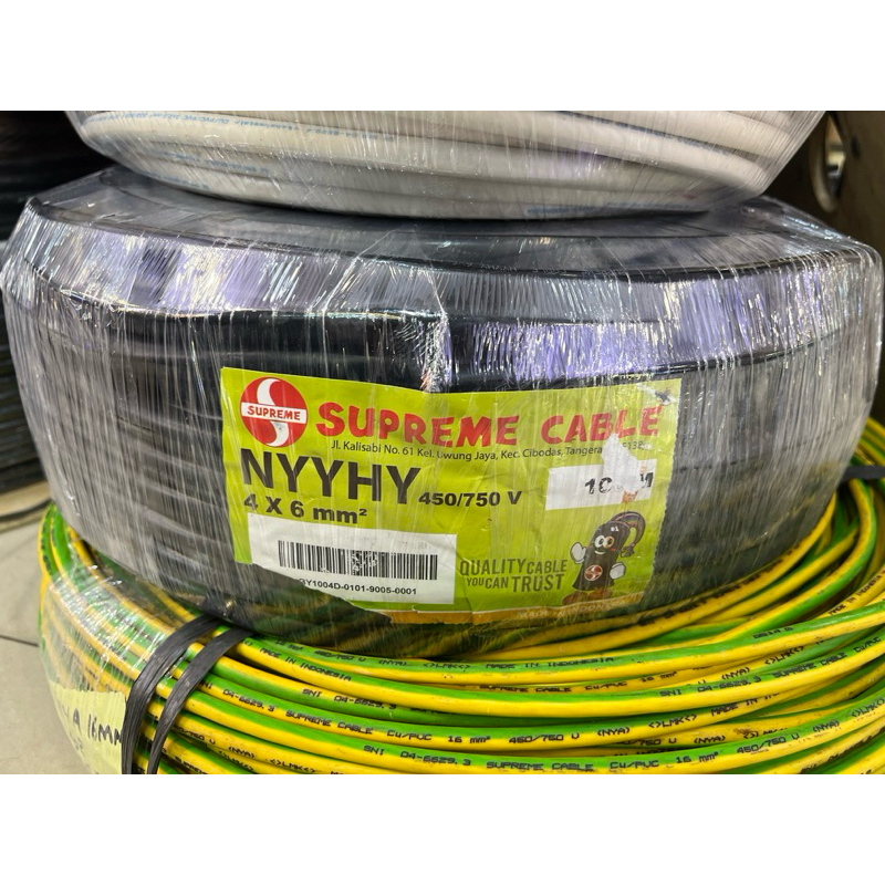 Kabel Supreme NYYHY 4x6 Serabut Hitam 100m / NYYHY 4x6 mm Supreme Hitam 50m