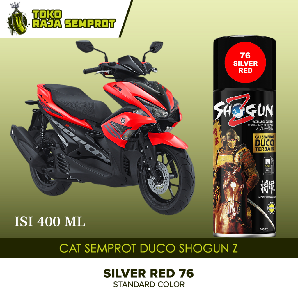 Cat Pilok Semprot Motor Pilox Shogun Z Paint Duco Pylok Warna Merah Cerah Silver Red 76
