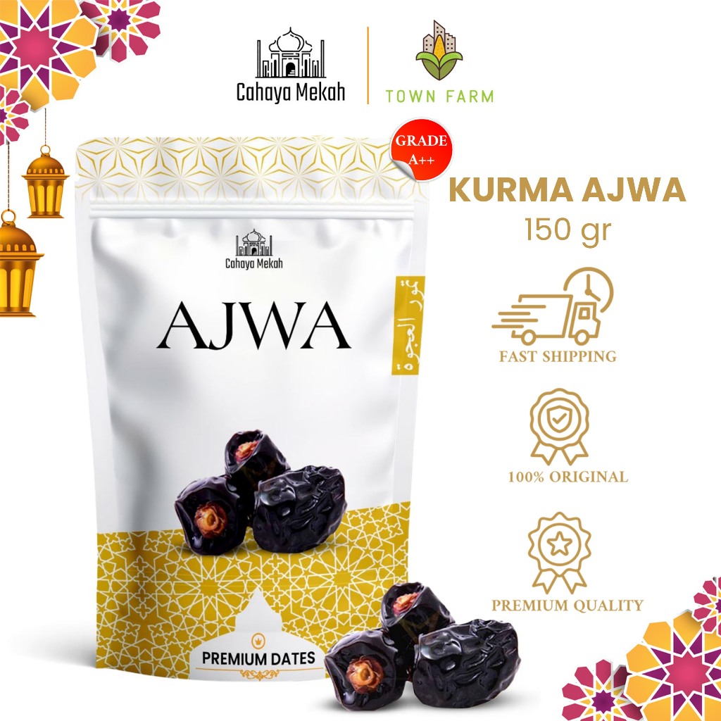 

Cahaya Mekah Kurma Ajwa Kemasan Pouch Dates Nabi 150gr Manis Legit High Quality Original