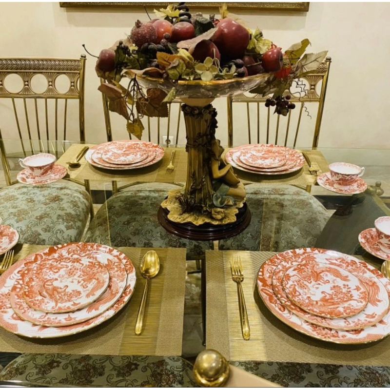 Dinner Set Royal Crown Derby England Aves Red Mewah Cantik