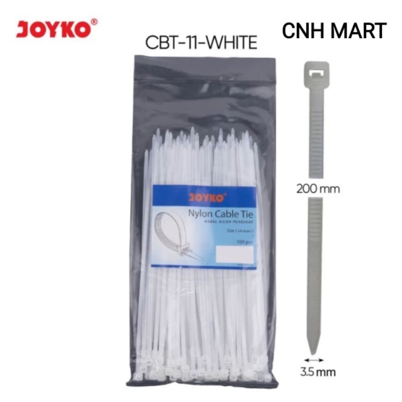 

Kabel Ties - Nylon Cable Ties CBT-11 JOYKO 3.5 MM x 200 MM Isi 100 Pcs