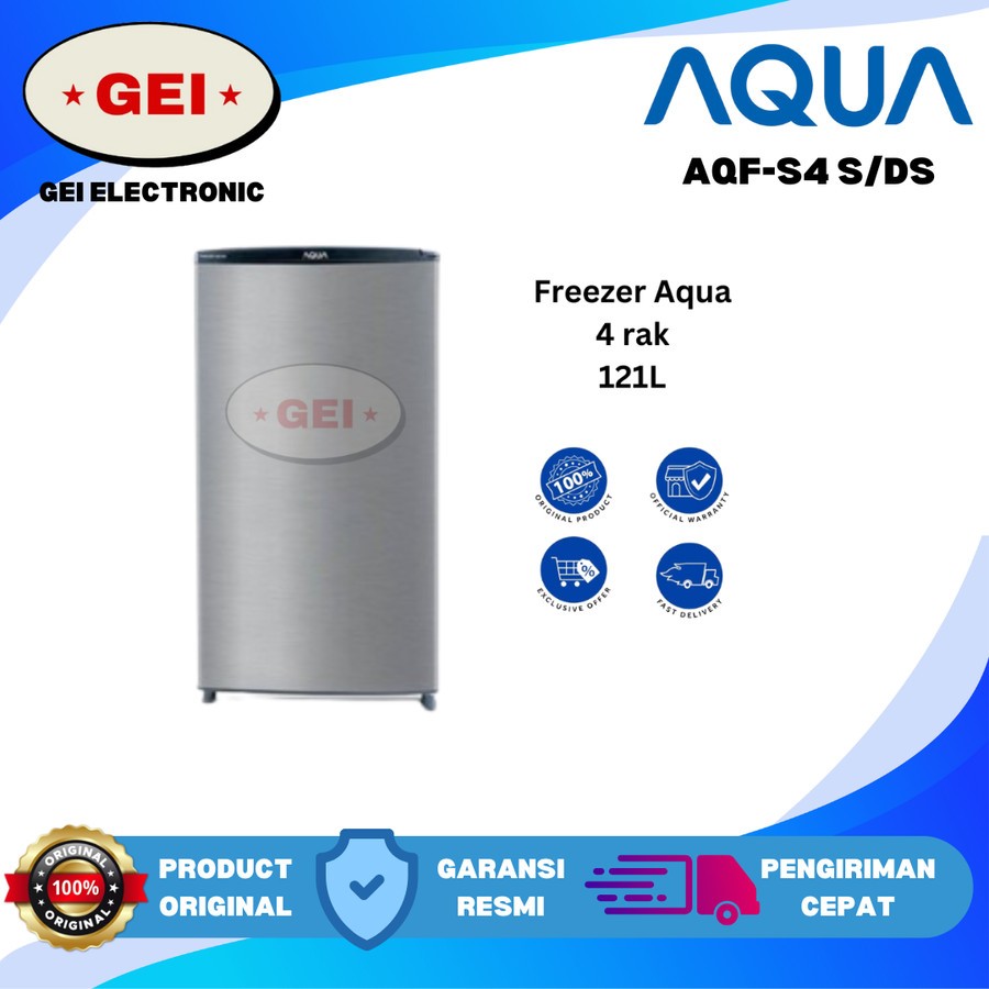 AQUA AQF-S4 Upright Freezer 4 Rak Kulkas Freezer Asi Berdiri 4 Rak AQF S4