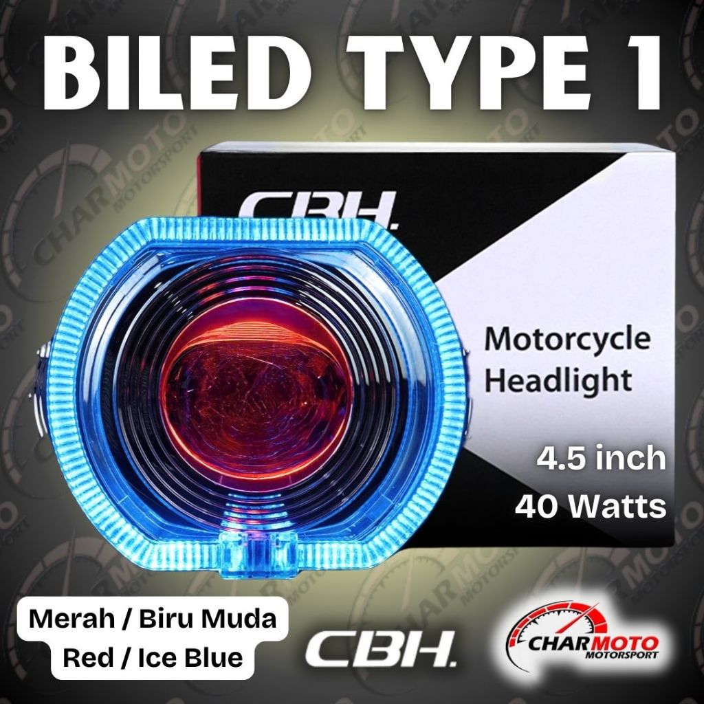 Lampu BiLed 4,5 inch Tembak CBH Original Motor Mobil Lampu Depan Laser Cut Off Tipe 1 Mata - Type 1
