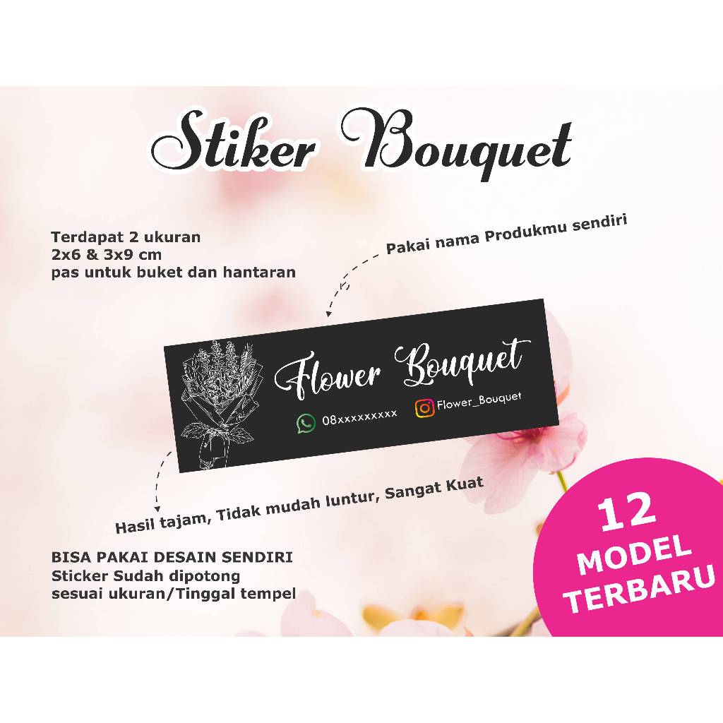 STIKER BUKET - STIKER BUKET BUNGA CUSTOM / SUDAH POTONG TINGGAL TEMPEL