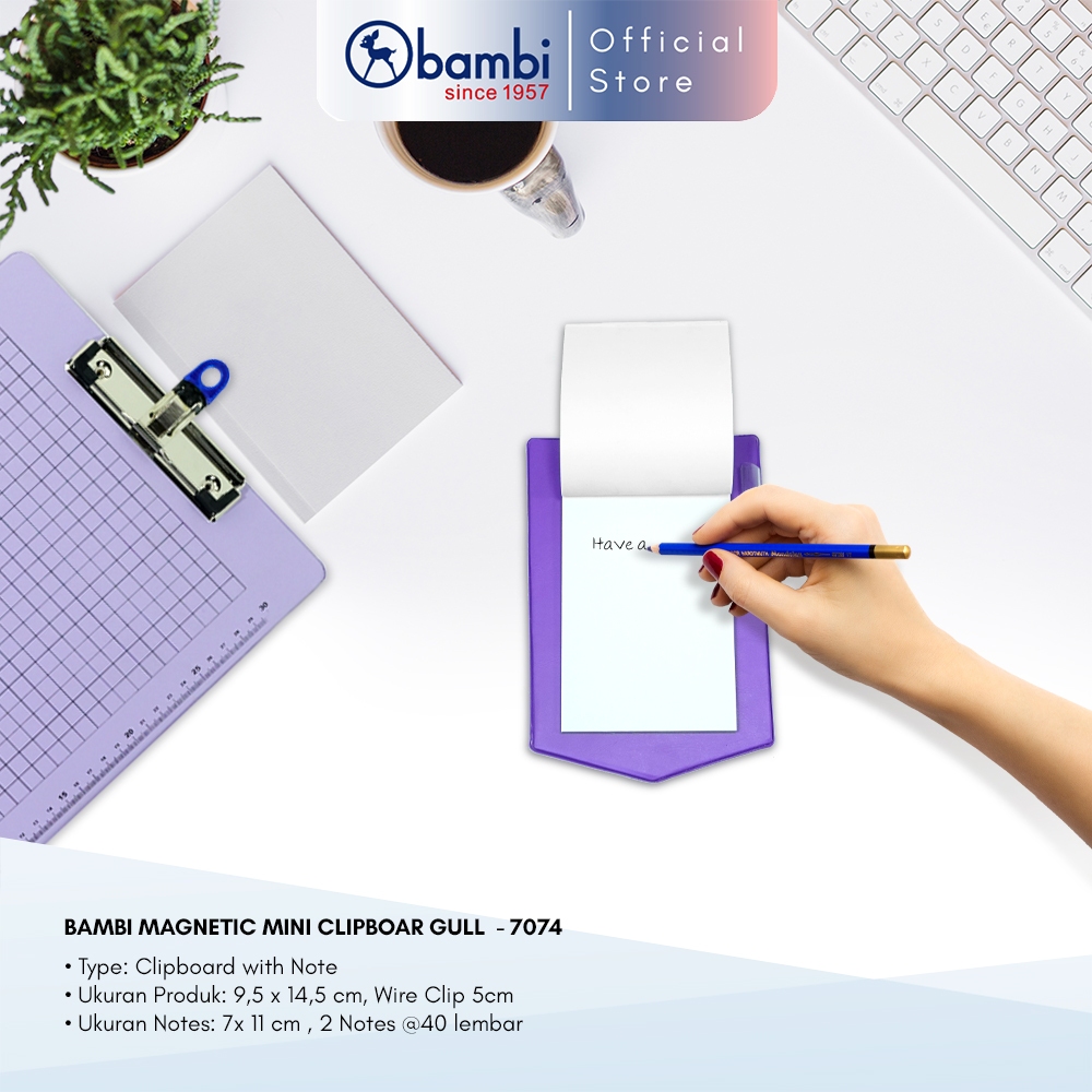 

Bambi Papan Ujian Mini Tipe Gull Magnetic Mini Clipboard All Color Original