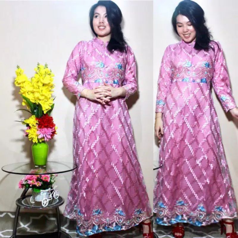 baju gamis brukat tile
