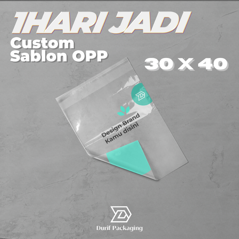 

CUSTOM SABLON Plastik OPP Tebal 40 Mikron Ukuran 30x40 | Plastik Sablon DURIF PACKAGING