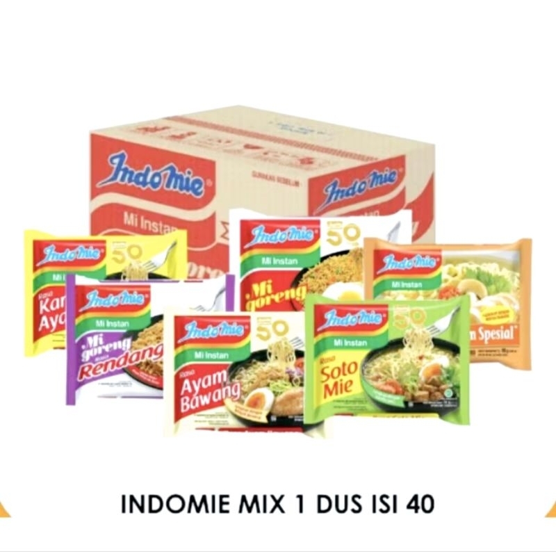 

indomie 1 dus bisa mik 5 rasa