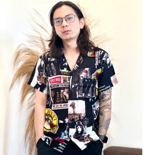 NRKY kemeja pria lengan pendek bahan rayon GNR