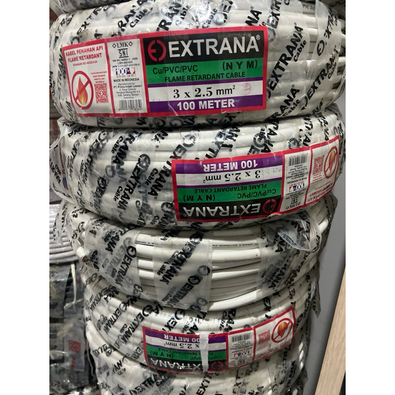Kabel Nym 3x2.5 Extrana 100m Tunggal Putih / NYM 3x2,5 Extrana 50m 100m NYM 3x2.5mm