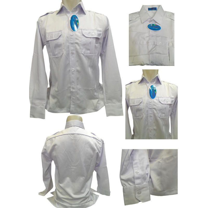 Baju Putih PNS ASN lengan panjang  Atasan Kemeja Kerja Seragam Baju Dinas Putih