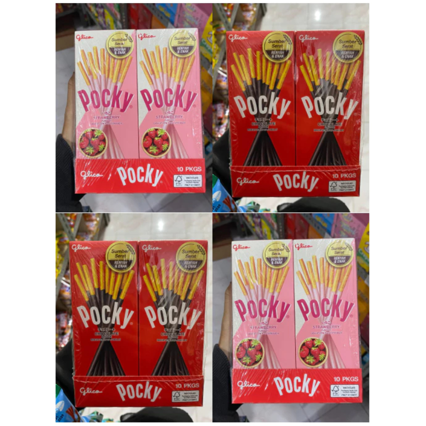 

POCKY MINI 22gr rasa Coklat Strawberry isi 10 Pcs GLICO PEEJOY MINI wafer stick PROMO !!!