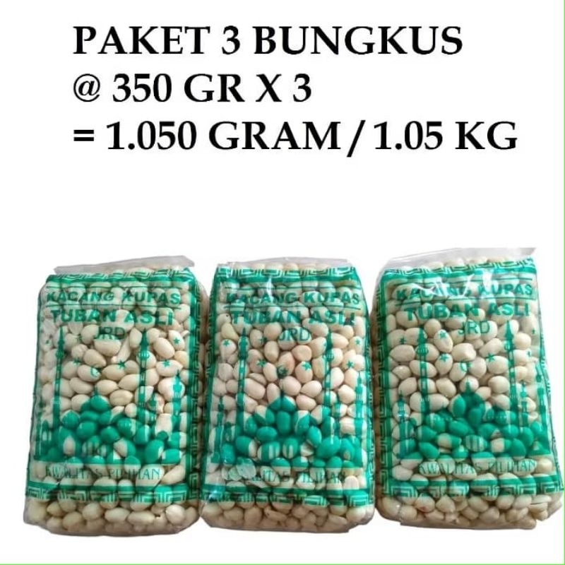 

PAKET HEMAT 3 PACK KACANG KUPAS MENTAH 3× 350 GRAM