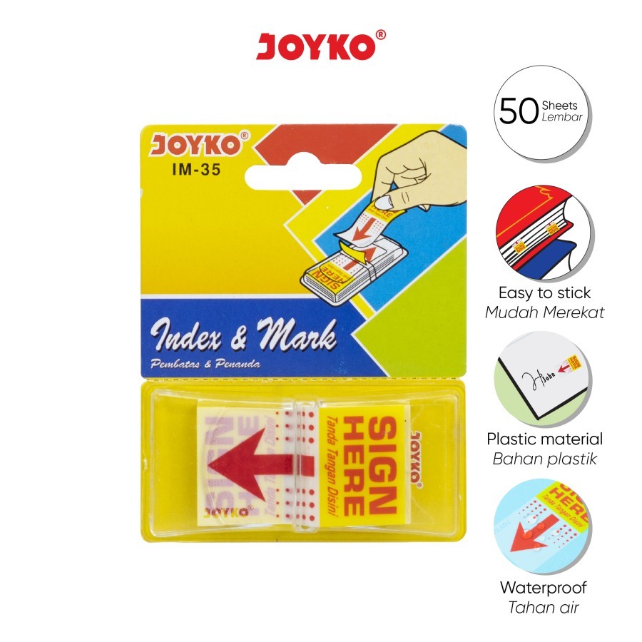 

Index & Mark Joyko IM-35 – Penanda Pembatas Plastik, 50 Lembar, Tahan Air