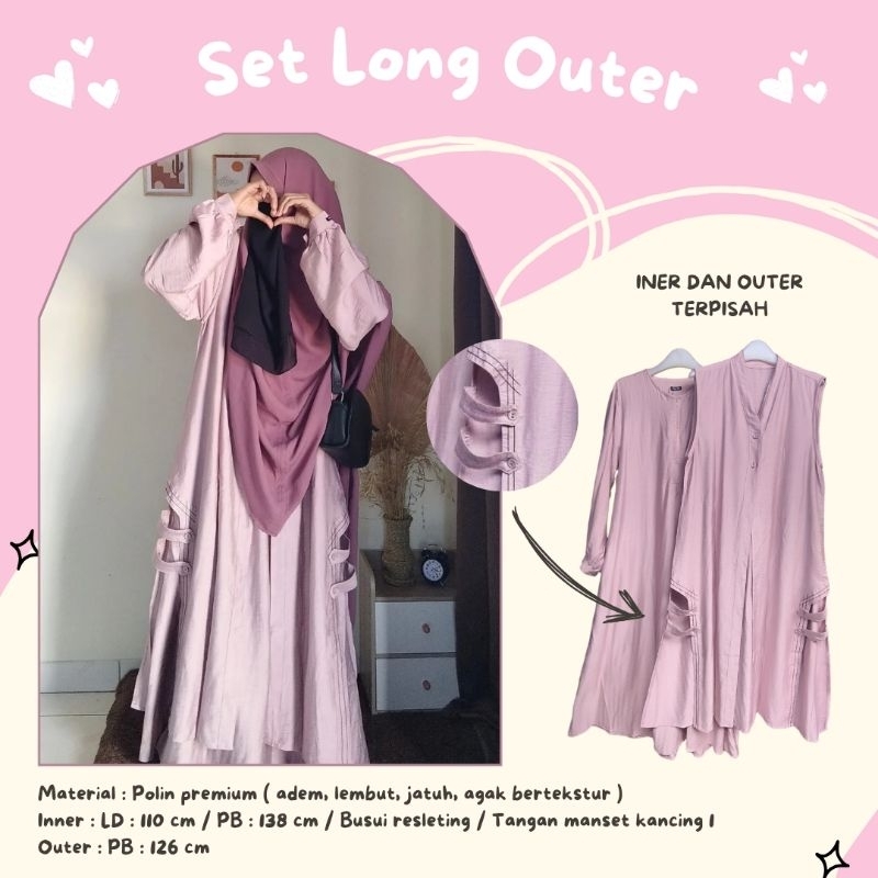 Set Long Outer Byu-tee/Pakaian muslim/Gamis/Gamis Syar'i/Outer Panjang/Long Outer