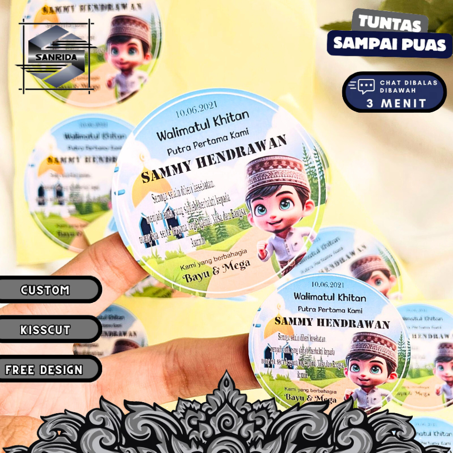 

2-4 Sticker Syukuran Free Desain Tulisan Tasyakuran Khitanan Sanrida Label Walimatul Khitan Sunatan