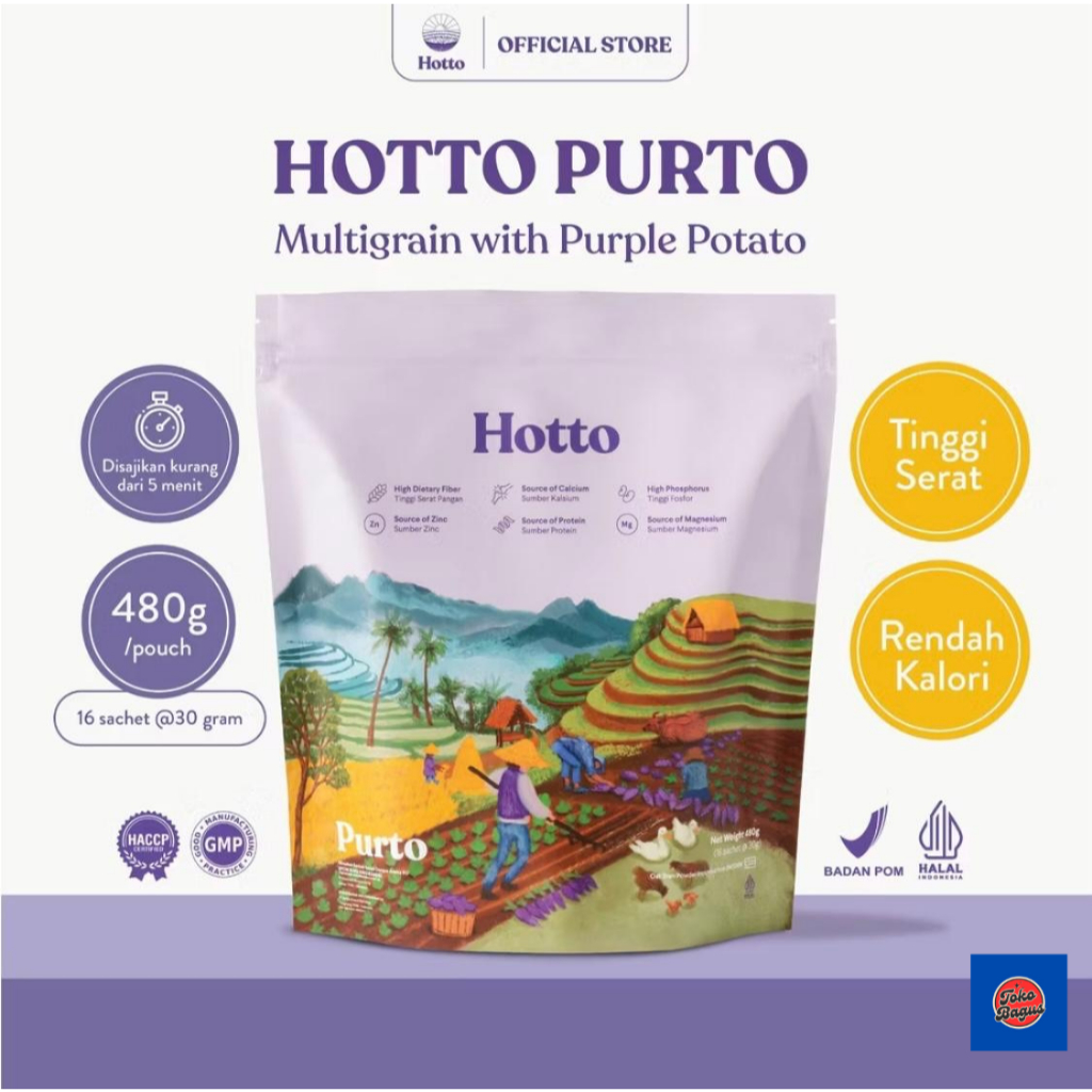 

Hotto Purto 1 Pouch (16 Sachet) Superfood Multigrain dengan Ubi Ungu