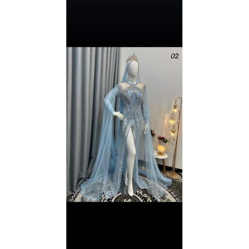 kebaya belah blue ice