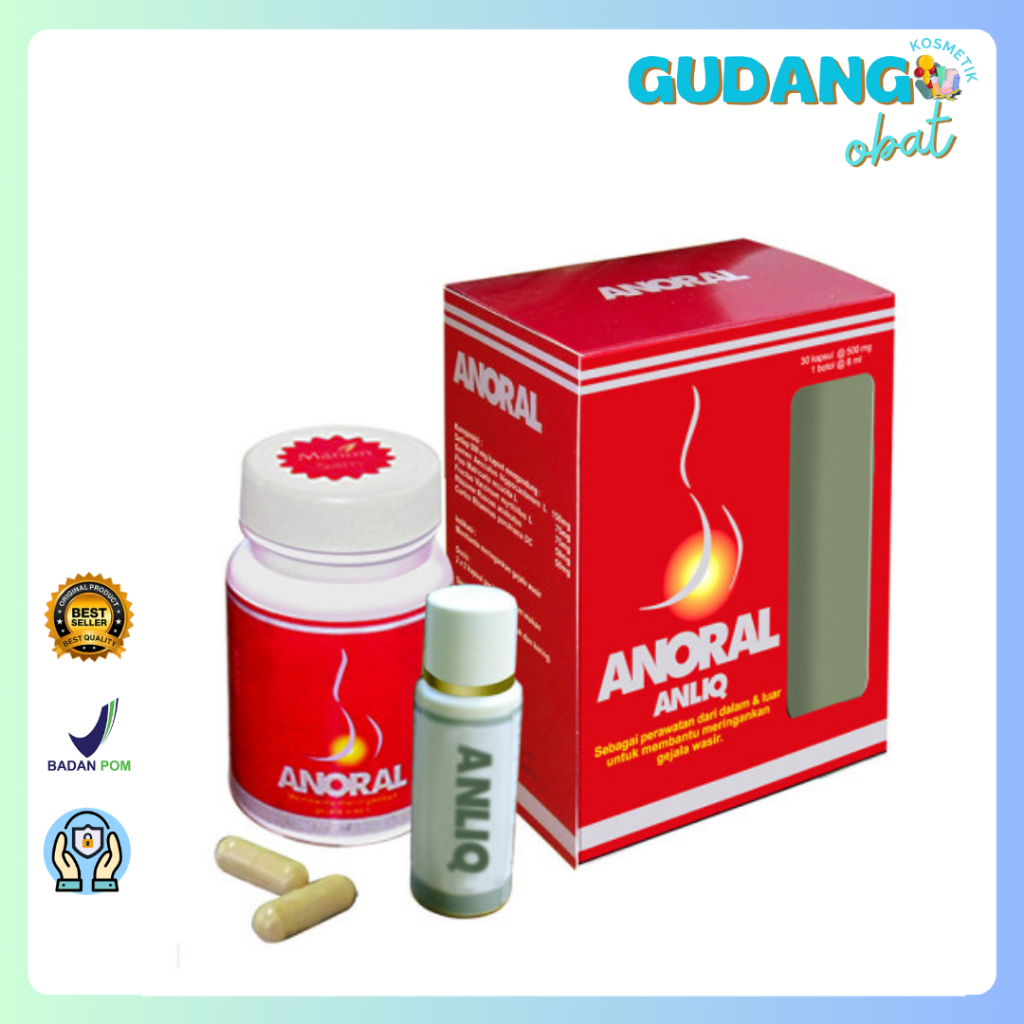 ANORAL KAPSUL 30'S + ANLIQ 8 ML | OBAT WASIR, AMBEIEN, AMBEYEN
