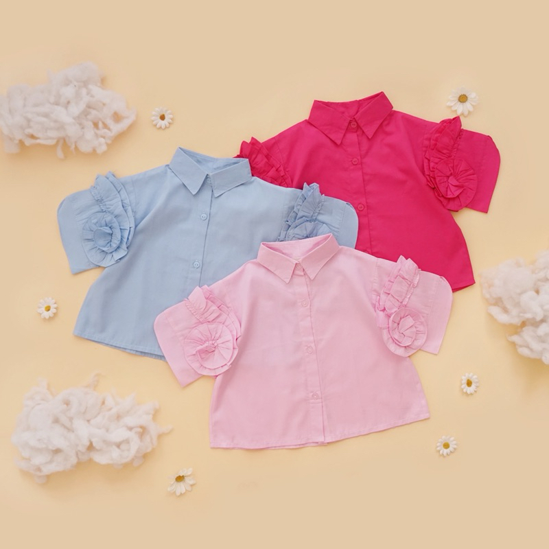 (1-6 Tahun) FLEUR-Atasan Anak Perempuan Katun | Blouse Anak Perempuan Korea | Kemeja Anak Perempuan 