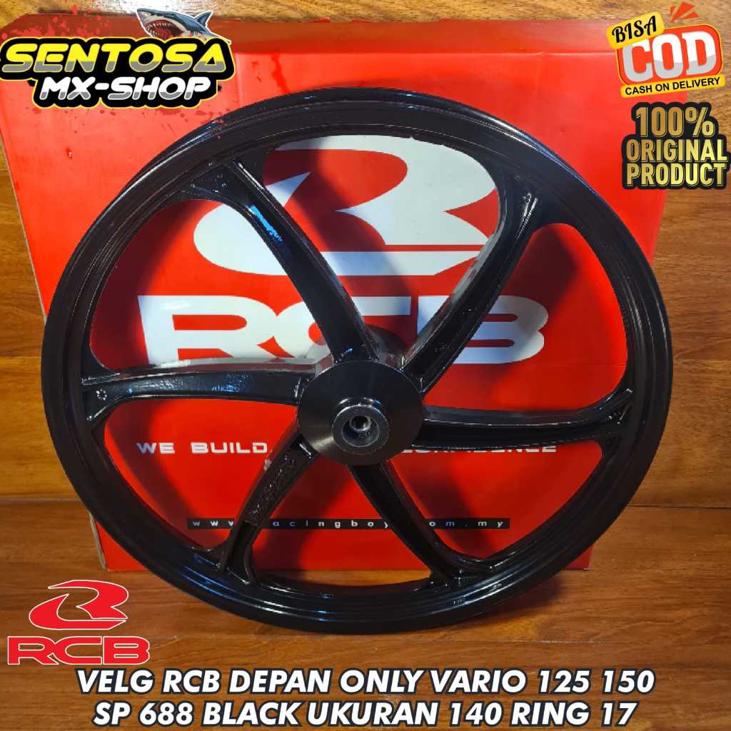 [ RCB ORIGINAL ] VELG RCB DEPAN ONLY VARIO 125 150 / BEAT / SCOOPY FI / GENIO SP 688 BLACK/HITAM UKU