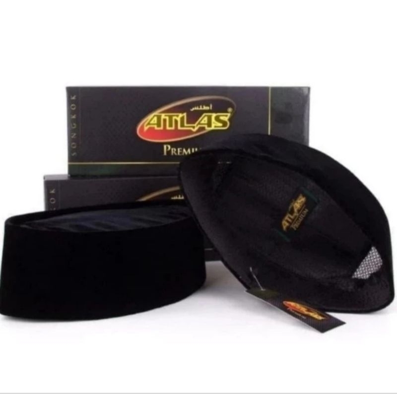 Singkok Atlas/ Peci Atlas BerAc Hitam Polos Ukuran 6-12