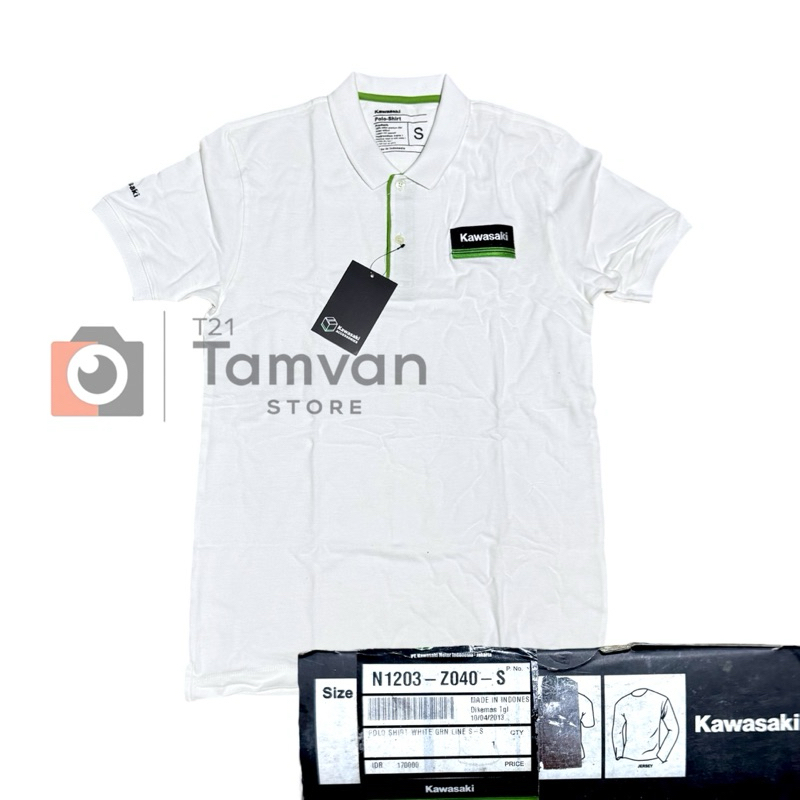 APPAREL KAOS POLO TSHIRT PUTIH ORIGINAL KAWASAKI