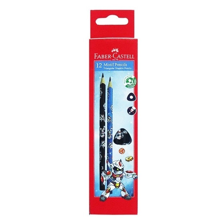 

Faber Castell Pensil 2B Motif / Pensil karakter / HARGA SATUAN / PCS - Robot / Biru / Hitam