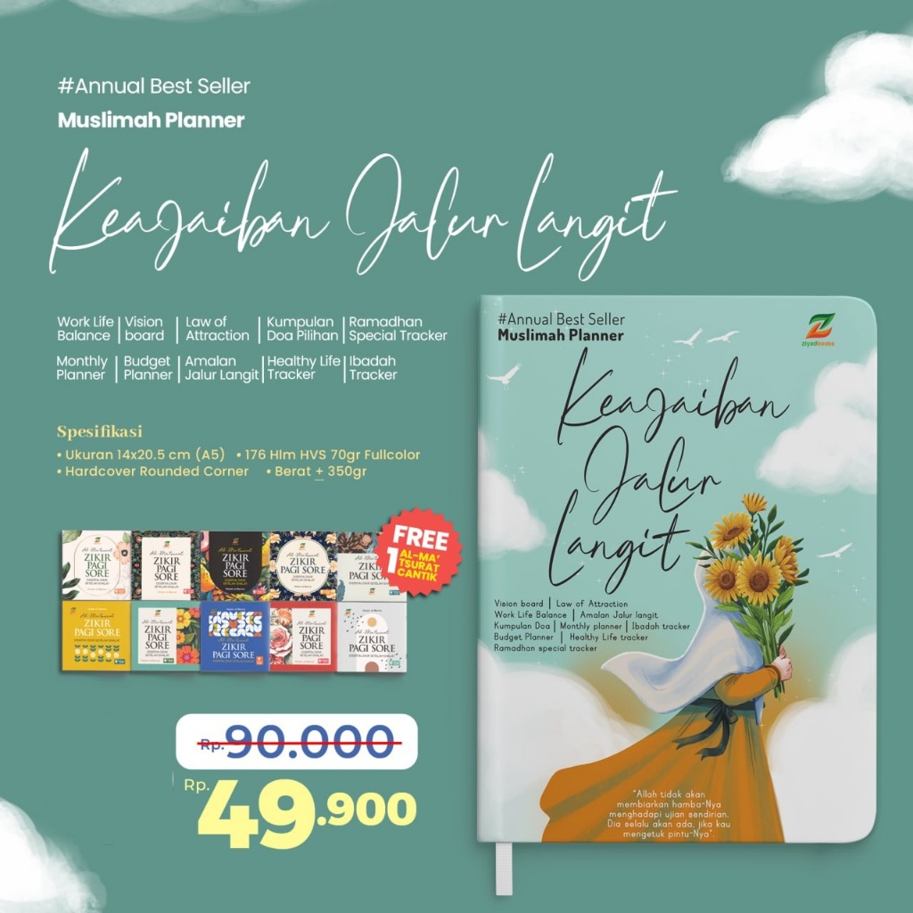 

buku journal journaling jurnal muslimah monthly weekly planner book keajaiban jalur langit 2025