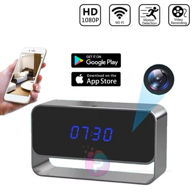 Kamera Mini 1080P WIFI Hidden Spy Camera Clock CCTV Mini Model Jam Meja