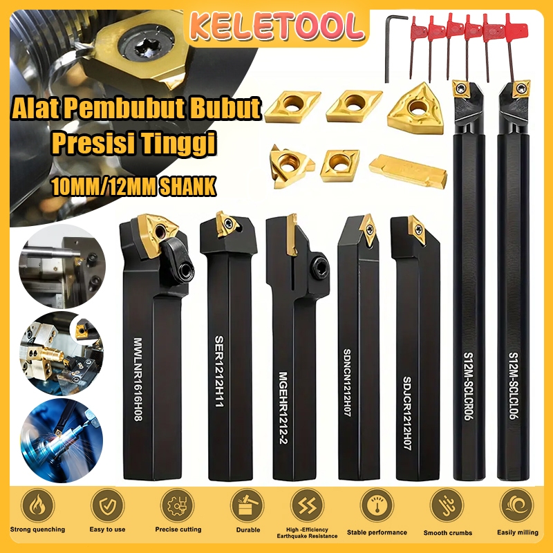 

7 Set 12MM Pemegang Alat Bubut CNC Batang Bor Dengan Sisipan dan Kunci Pas yang Berlaku Set Pemotong Pembubutan Ulir