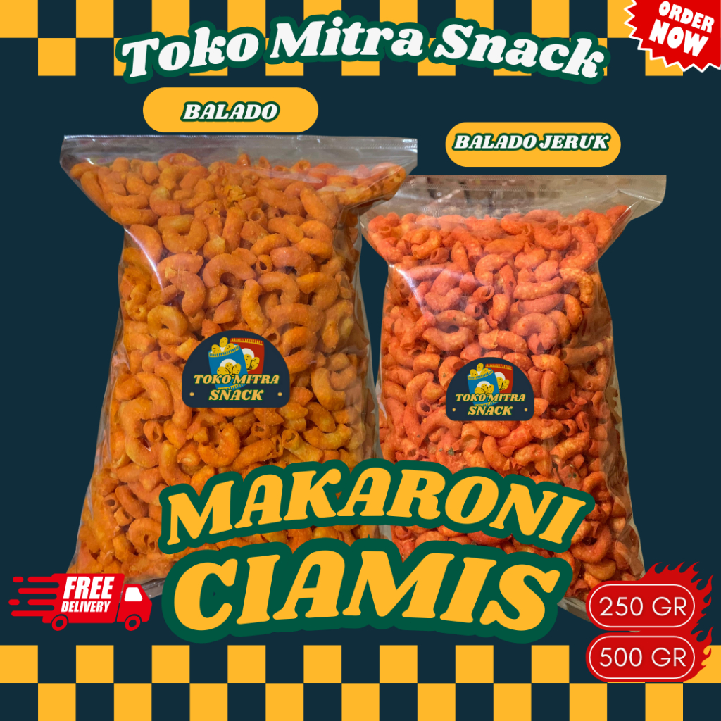 

(250-500 GR) Cemilan Makaroni Balado dan Balado Jeruk Renyah dan Kriuk Khas Ciamis