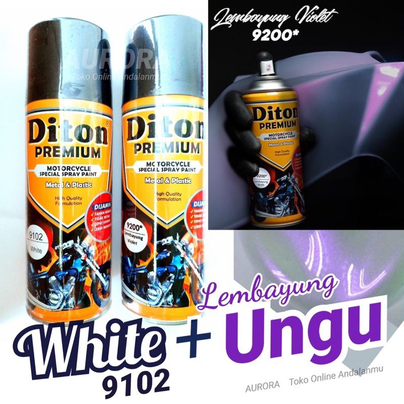PAKET Diton Premium Lembayung Violet 9200 Pearl Mutiara Ungu 400ml | Cat Semprot Sepeda Motor Mobil