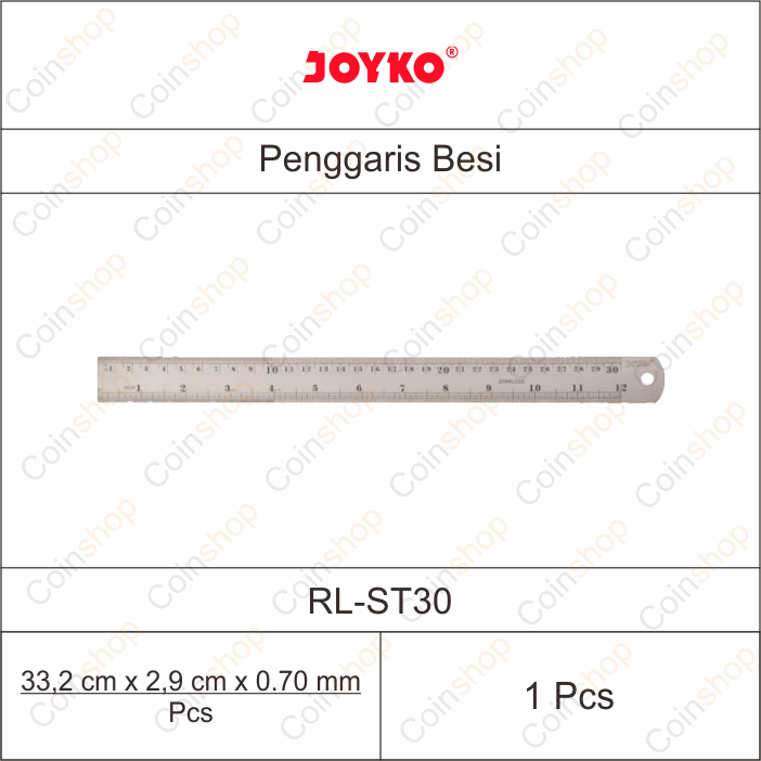 

Joyko RL-ST30 Stainless Steel Ruler Penggaris Besi 30 cm Per Pcs