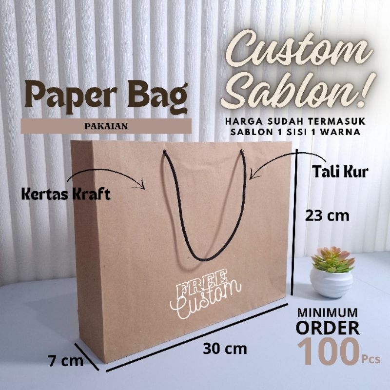

Paper Bag 30 × 7 × 23 Tas Kertas Kraft Coklat Tebal Shopping Bag Custom Sablon