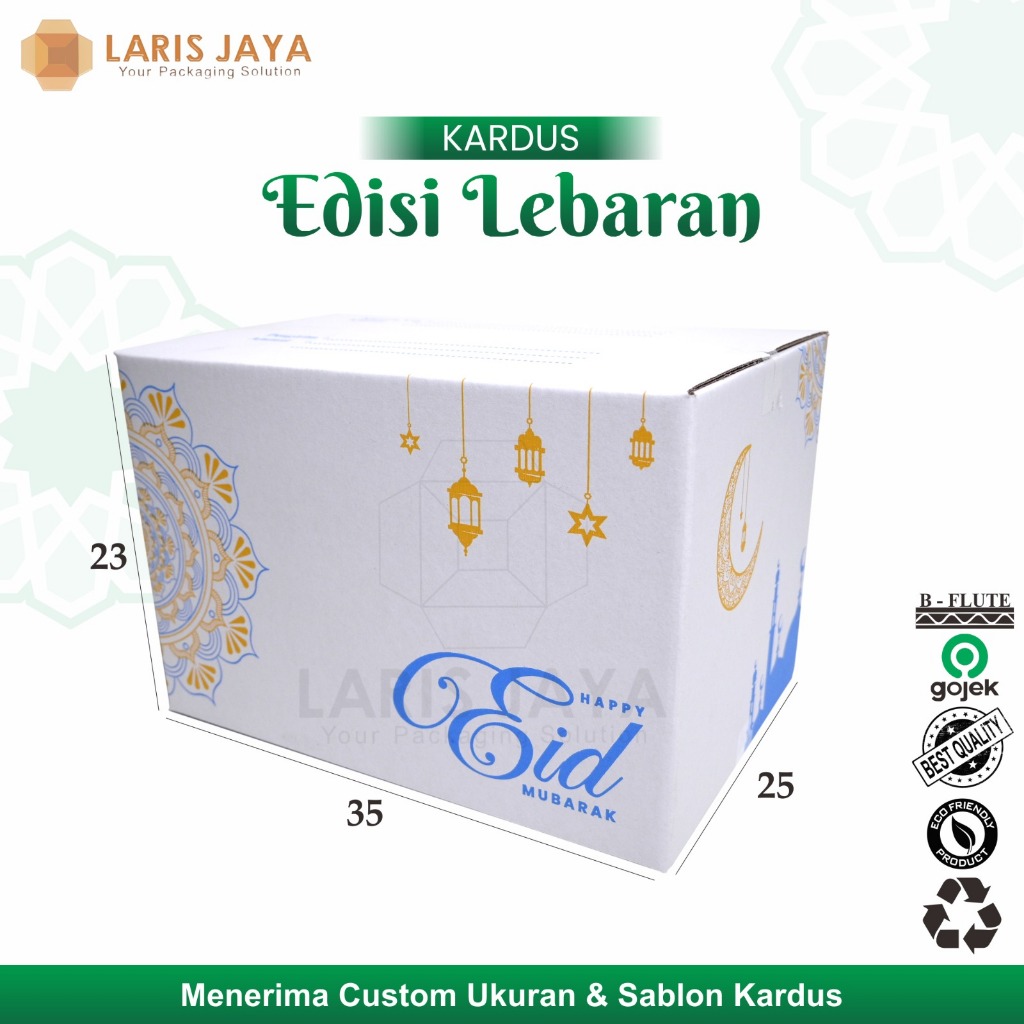 

Kardus Lebaran / Box Parcel Sembako / Dus Hampers Idul Fitri / Kotak Gift Eid Mubarak - Gold 35 x 25 x 23cm